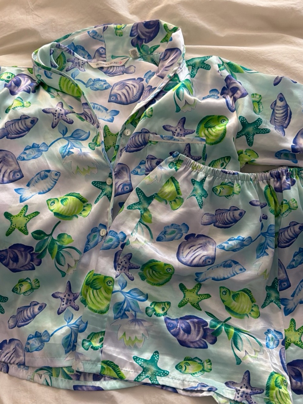 Seashell & Fish Print Short Pajama Set - Picture 4 of 4